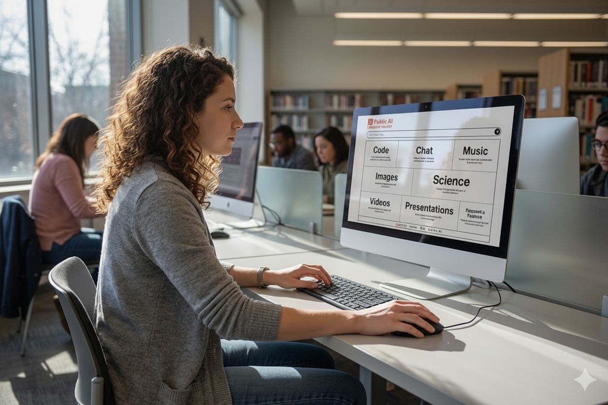 Library AI workstation in use